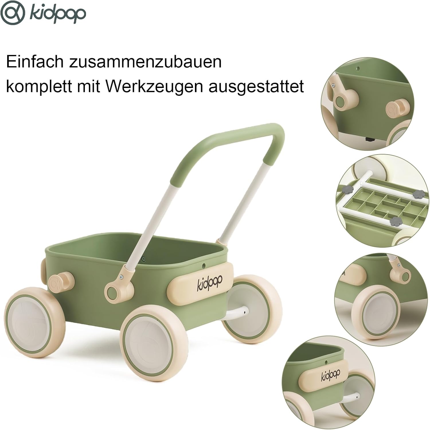 Kidpop PULA 2-in-1 Schiebe- und Lauflernwagen in Grün