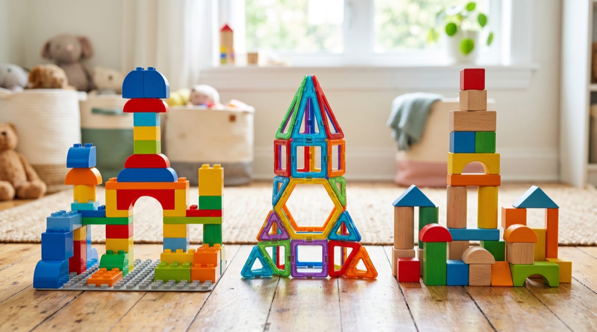 DUPLO Vergleich mit Mega Bloks, Magnetbausteinen und Holzbausteinen für Kleinkinder