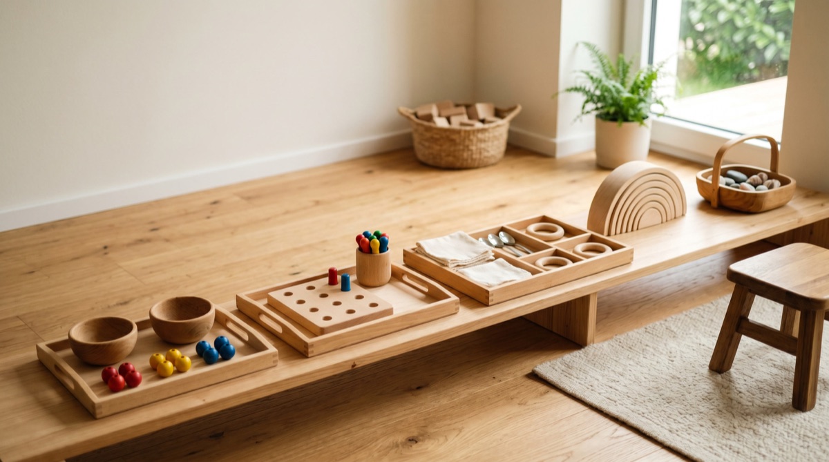 Montessori Spielzeug ab 1 Jahr – Steckpuzzle, Objektpermanenz-Box und natürliche Materialien